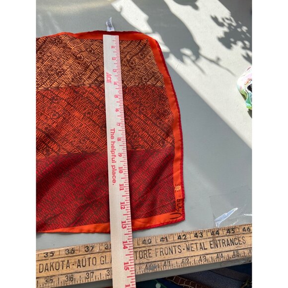 Vera Neumann Vintage Orange Geometric Rectangle Scarf Acetate Lightweight Wrap - Picture 3 of 6